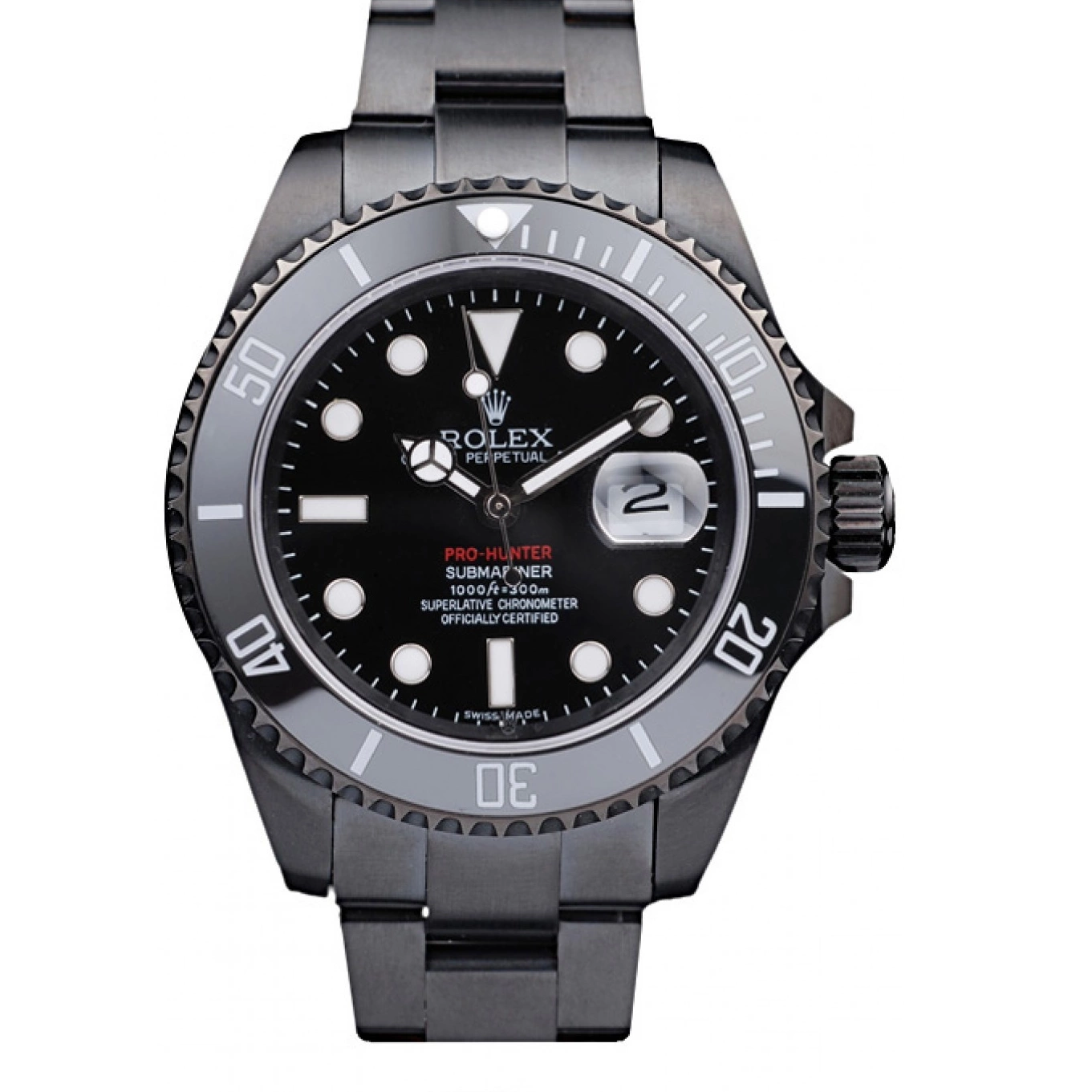 Black Submariner Strap Rolex Swiss Black Dial Steel Pro-Hunter 0801